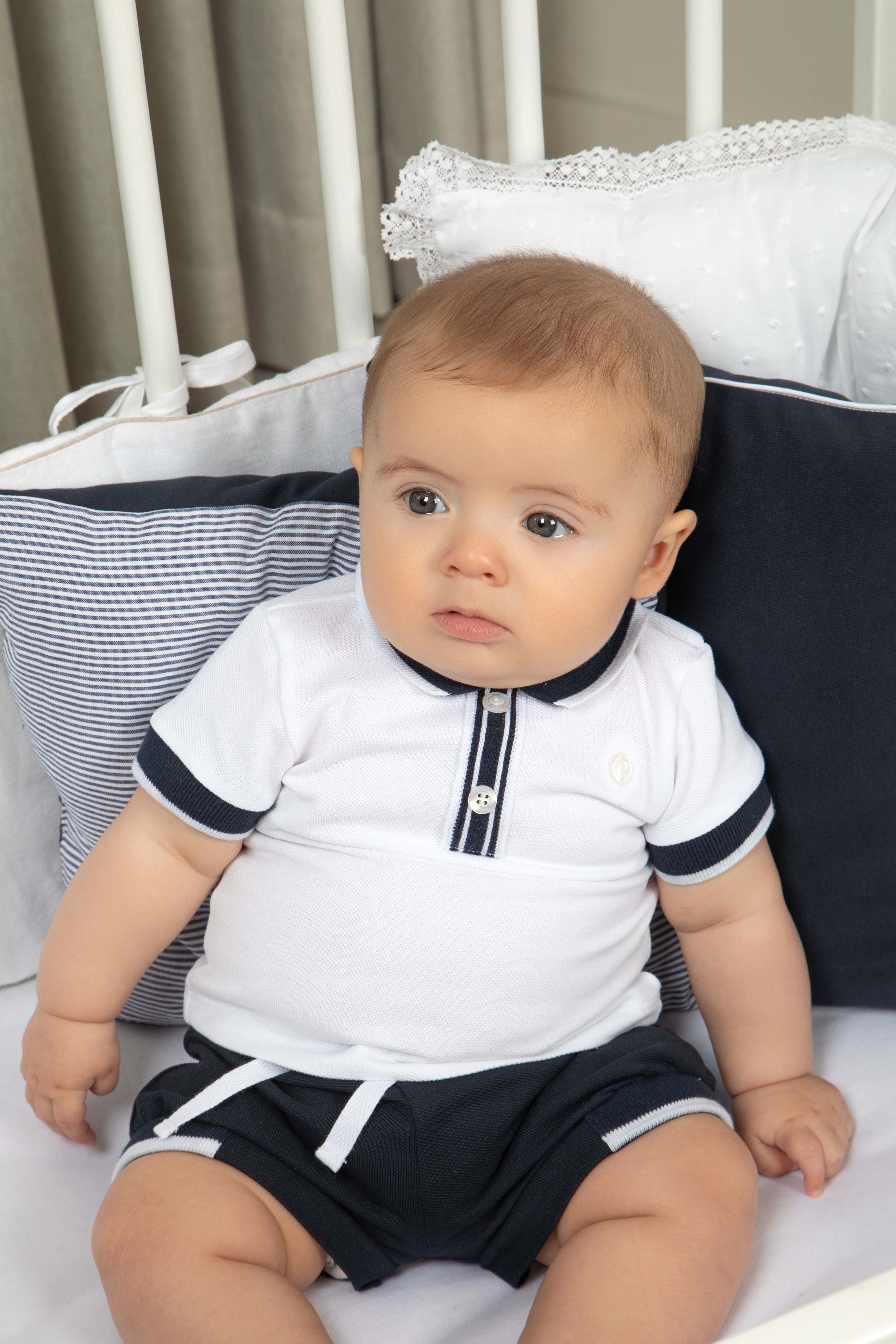 Navy & White Short Set